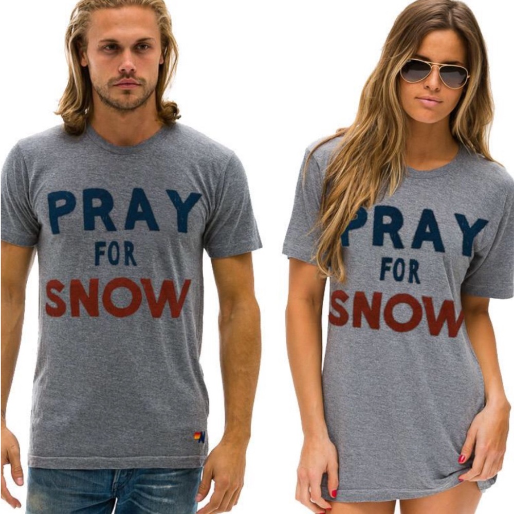 Aviator Nation Pray For Snow Shirt in Heather Gray